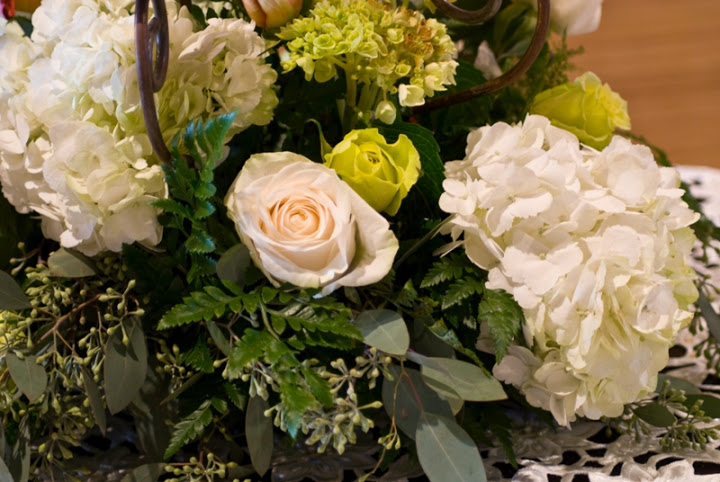 A bunch of green and white flowers for decoration
